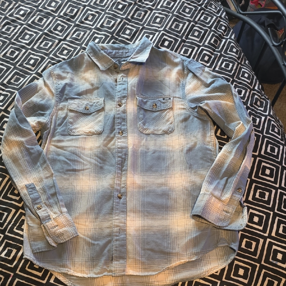 Vans Light Blue Plaid Button-Down Shirt